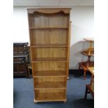 A set of pine open bookshelves