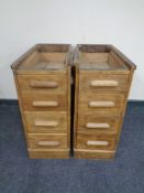 Two Edwardian oak desk pedestals.