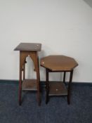 An Edwardian octagonal occasional table together with a further Edwardian plant stand.