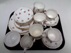 A twenty-one piece Colclough pink rose patterned tea set