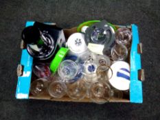 A box containing assorted glassware,