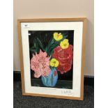 Andrew Galbraith : Junes Flowers, oil on board, 29 cm x 39 cm, framed.