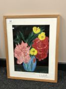 Andrew Galbraith : Junes Flowers, oil on board, 29 cm x 39 cm, framed.