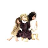 Three Armand Marseille bisque-headed dolls (one a/f).