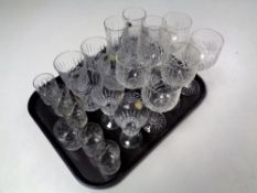 A tray of assorted crystal glasses