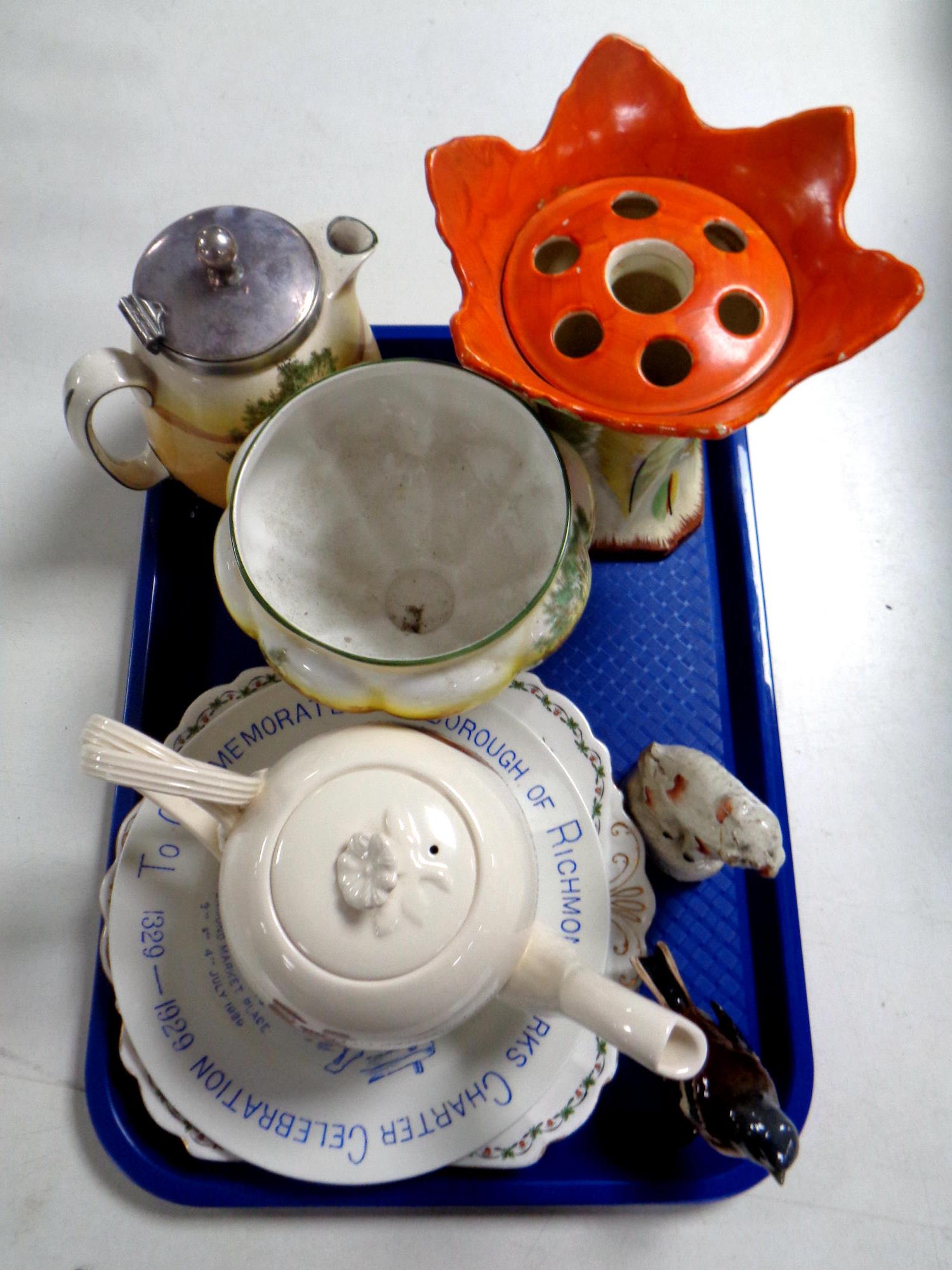 A tray of Royal Doulton teapot and vase, Hadley Greens limited edition teapot,