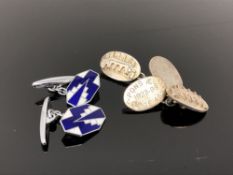 A pair of silver Masonic cuff links plus another Art Deco pair