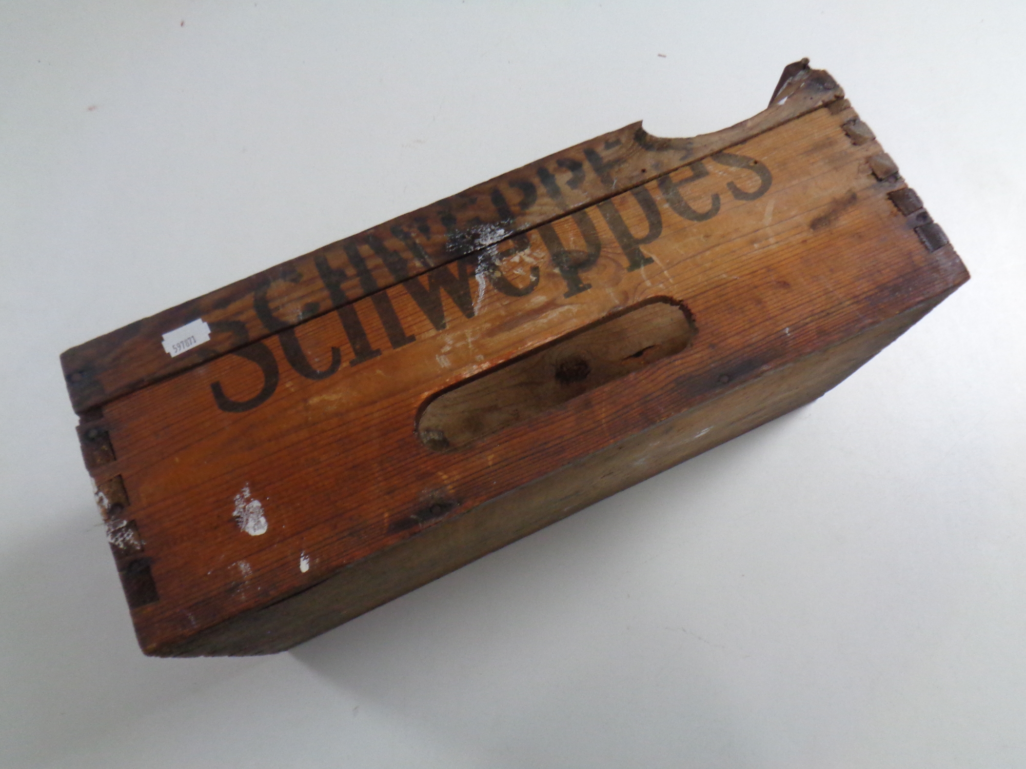 A vintage pine Schweppes crate