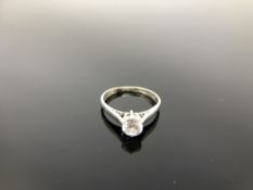 A 9ct white gold CZ solitaire ring, size L CONDITION REPORT: 1.