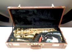 A Trevor James and Company The Horn brass saxophone in fitted case