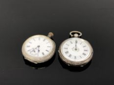 Two antique silver fob watches