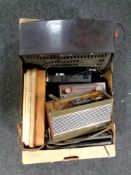 A box of assorted radios, Bush Bakelite radio,