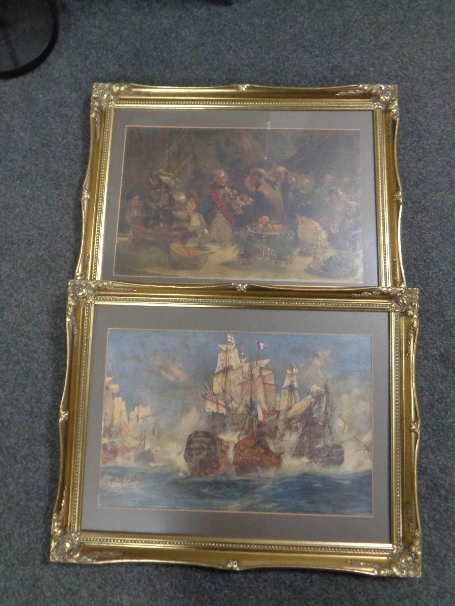 A print, Battle of Trafalgar, in a gilt frame,
