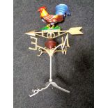 A cast iron cockerel weather vane