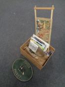 Two boxes containing assorted ceramics, books, plated tray,