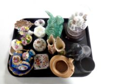 A tray containing miscellaneous ceramics to include Sylvac dog ornament,