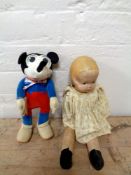 A vintage Dean's Hygienic Toys Mickey Mouse soft toy,