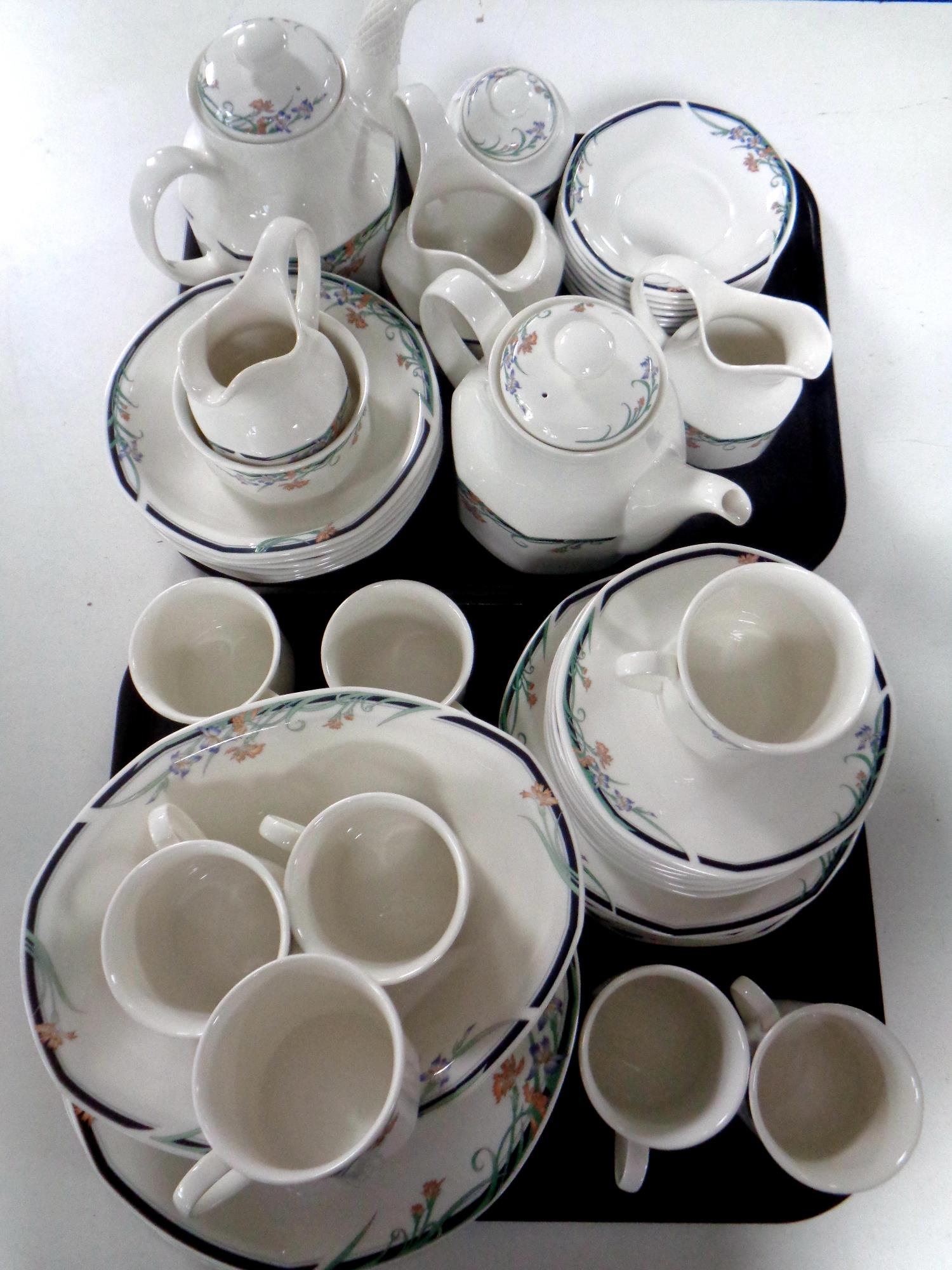 A tray containing an extensive Royal Doulton Juno tea and dinner service