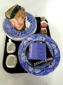 A tray containing assorted ceramics to include boxed Wedgwood dishes, Copeland Spode plates,