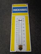 A 20th century enamelled Duckhams thermometer sign advertisement