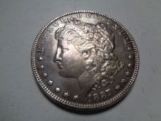 An 1887 American silver dollar