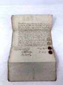 A George I document dated 1726 relating to Mary and John Read of Cleobury Mortimer,