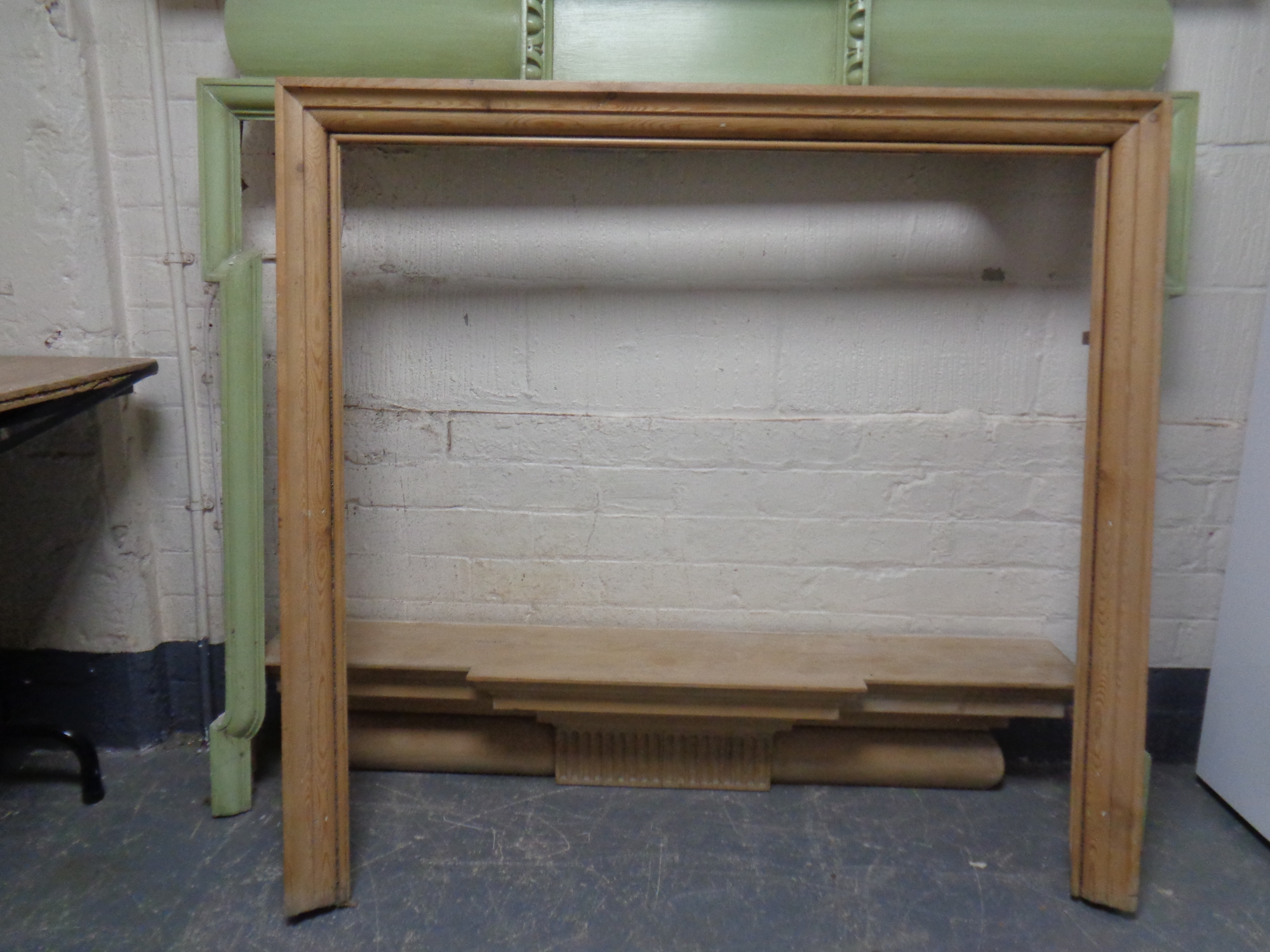 An antique painted pine fire surround together with a further pine fire surround (a/f) - Image 2 of 2