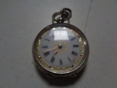 A lady's silver fob watch