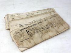 A large collection of receipts for rent dated back to 1699, Cleobury Mortimer in Shrophire,