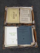 Two boxes containing a quantity of vintage sheet music