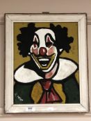 J Miller : A clown, oil on board,