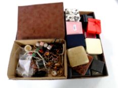 A box containing a large quantity of assorted costume jewellery