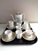 A tray containing a fifteen piece Susie Cooper Iris bone china tea service
