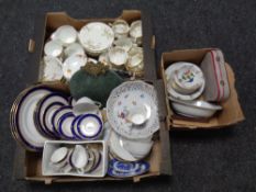 Three boxes of china to include tea service, part Royal Worcester tea service, Japanese dinner ware,