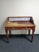 A Victorian pine tiled back wash stand (a/f)