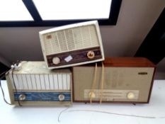 A Philips Bakelite cased valve radio together with two further radios