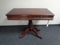 A Victorian style pedestal side table fitted two drawers