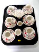 A tray containing a fifteen piece child's Prudence china tea service