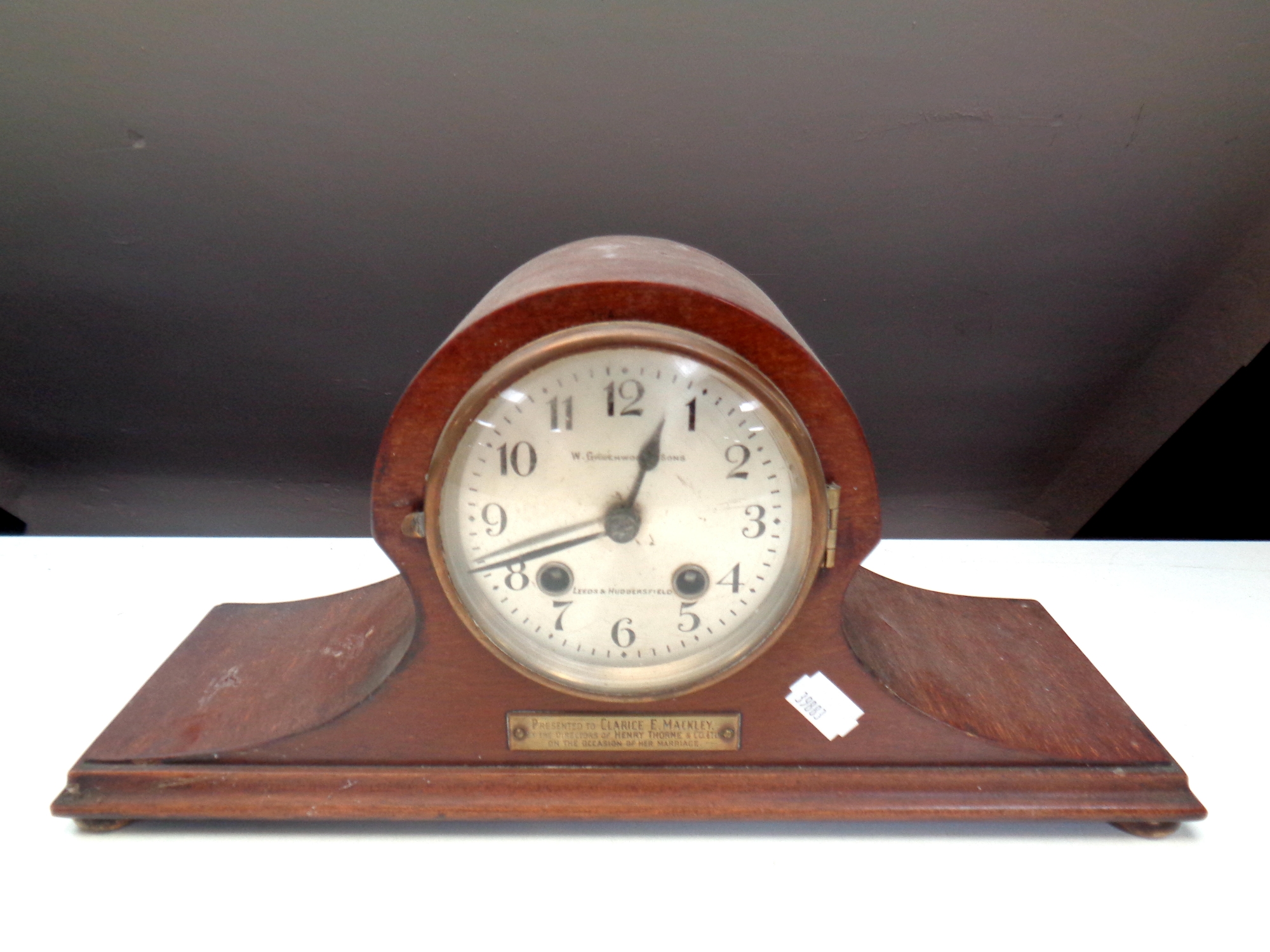 An Edwardian W Greenwood and Sons eight day mantel clock