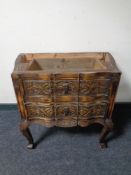 A carved beechwood two drawer chest (no top)