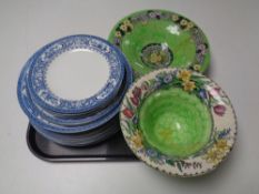 A tray containing sixteen pieces of Maling oriental dinnerware together with two further Maling