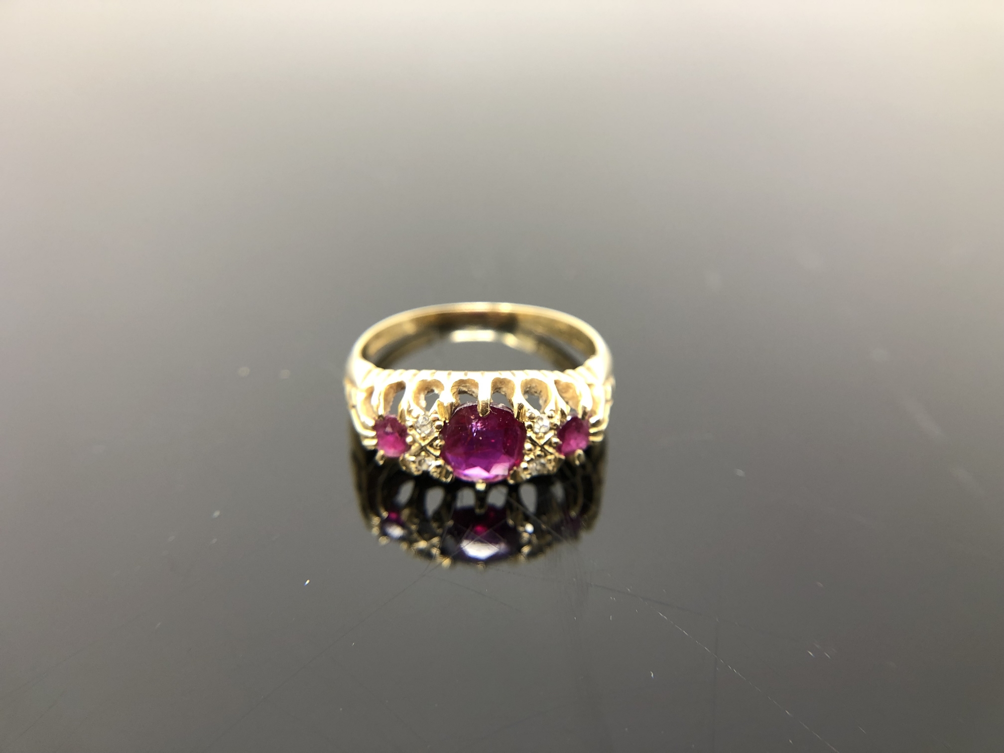 An antique 18ct gold ruby and diamond ring, size N CONDITION REPORT: 3.