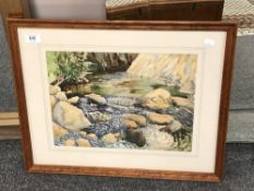 Norman Gedling : A rock pool, watercolour,