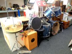 A CB drum kit with two stools