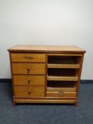 An inlaid walnut shutter fronted office cabinet