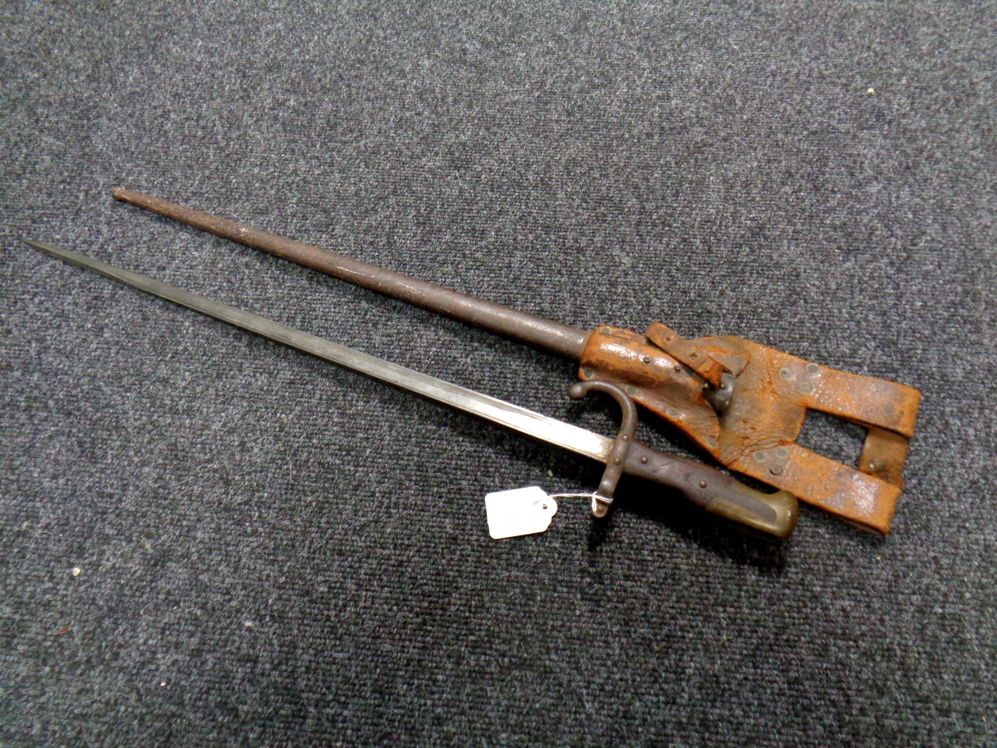A French World War I bayonet in scabbard