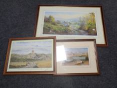 A Rex Preston signed print, Autumn in the Dales, together with two further signed prints,