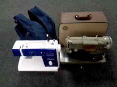 A Delta electric sewing machine in carry bag together with a 20th century Singer electric sewing