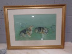 A pastel drawing of dogs, Benji and Tanzi,