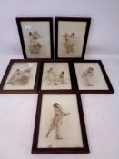 A set of six Edwardian framed monochrome prints depicting children dancing